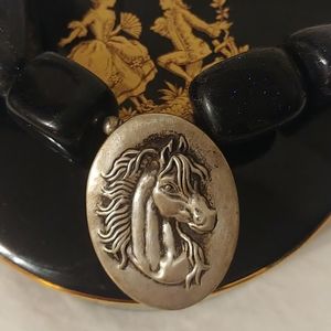 Vintage Sterling Handstrung Horse Cameo